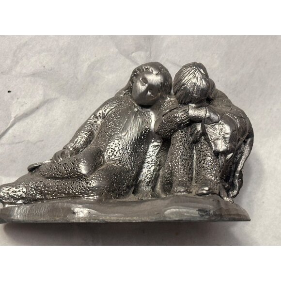 Michael Ricker Pewter Figurine Brother Sister Crying 2000 Children Sitting - Picture 1 of 11